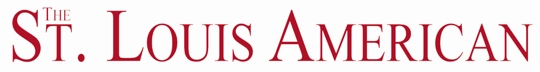 The image shows the logo of "The St. Louis American" newspaper in red text on a white background.